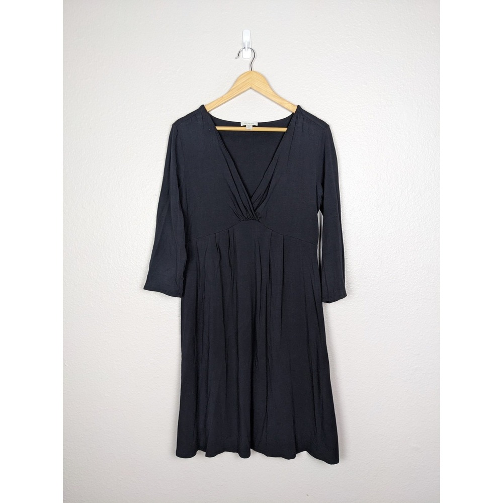 Medium Garnet Hill Faux Wrap Dress Black Soft Flowy 208